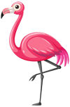 Cartoon style image of a flamingo standing on one leg