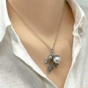 Desiree Yazar, Untitled, Silver acorn oak leaf necklace