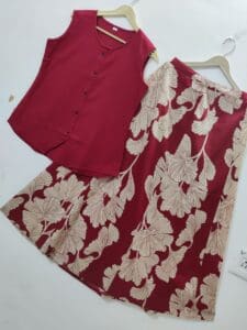 red blouse and top set, 100% cotton, stitch and story
